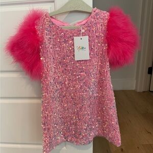 Lola + The Boys Pink Feather Party Dress 2T